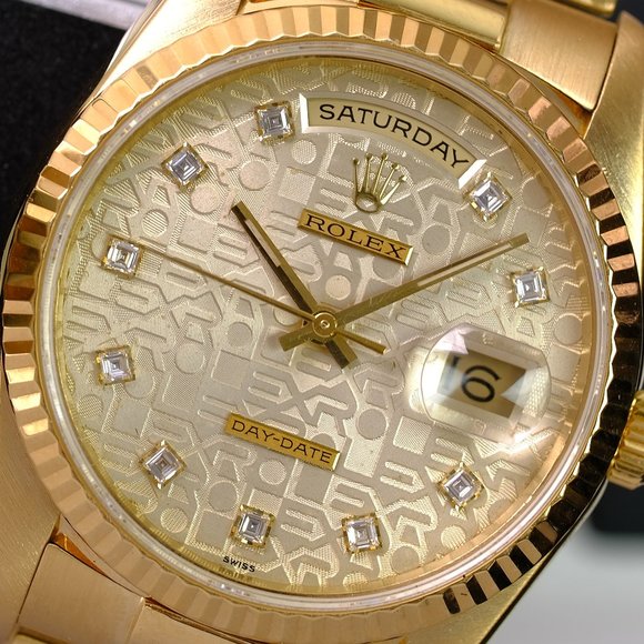 Rolex Day-Date Factory Silver Jubilee Diamond Dial Fluted Bezel 36mm Watch - Picture 2 of 11